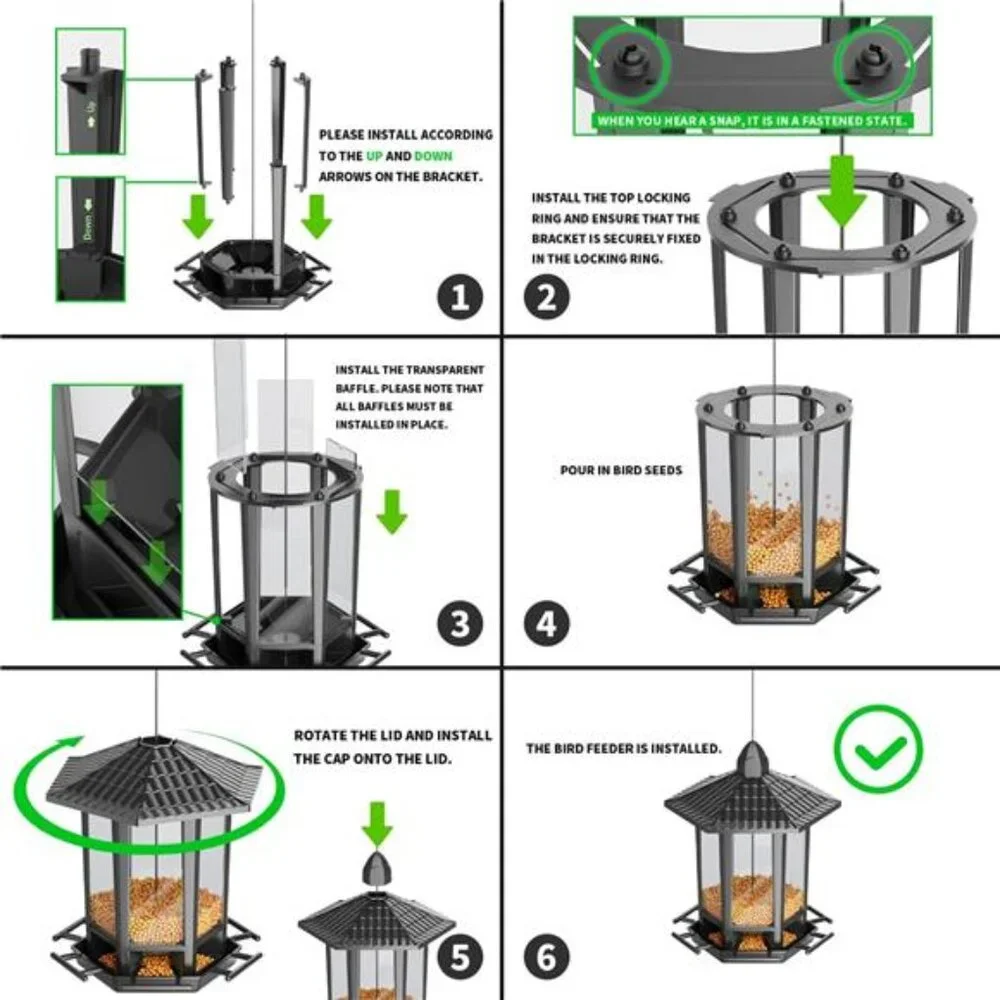 2 Pack Bird Feeders for Outdoor Hanging, Retro Pagoda Design Fun Installation